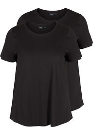 2-pak kortærmet t-shirt i bomuld, Black/Black
