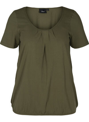 Kortærmet t-shirt med rund hals og blondekant, Ivy Green, Packshot image number 0