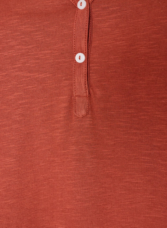 T-shirt med knapdetalje, Brun, Packshot image number 2
