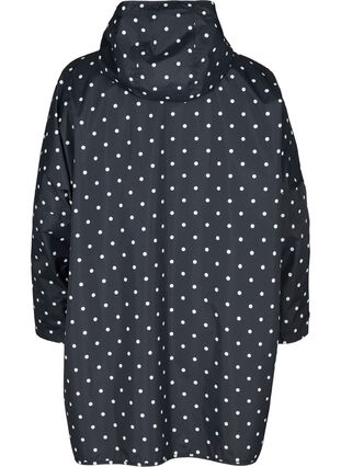 Regnponcho med hætte og print, Black w/ white dots, Packshot image number 1