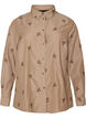 Stribet skjorte med broderede blomster, Brun, Packshot image number 0