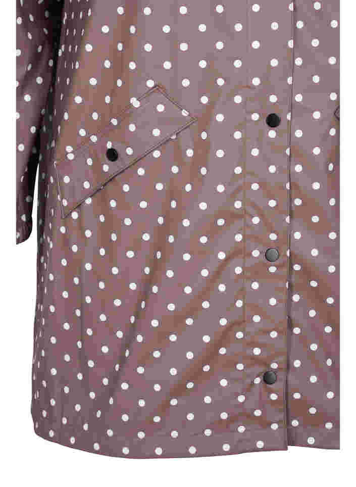Prikket regnjakke med hætte, Iron W/White dot, Packshot image number 3