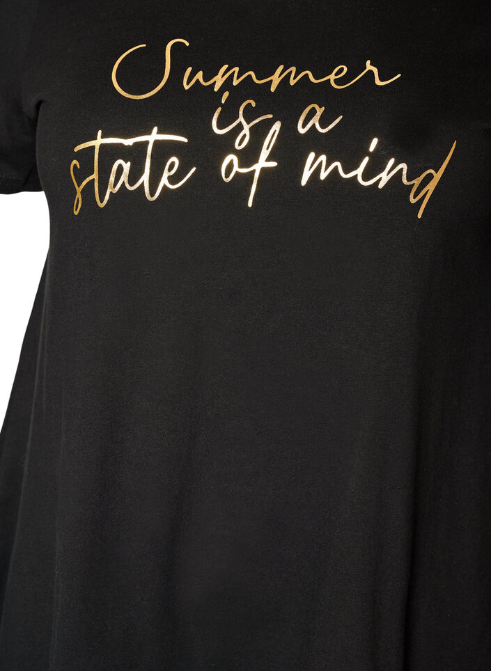 T-shirt med rund hals og A-facon, Sort, Packshot image number 2