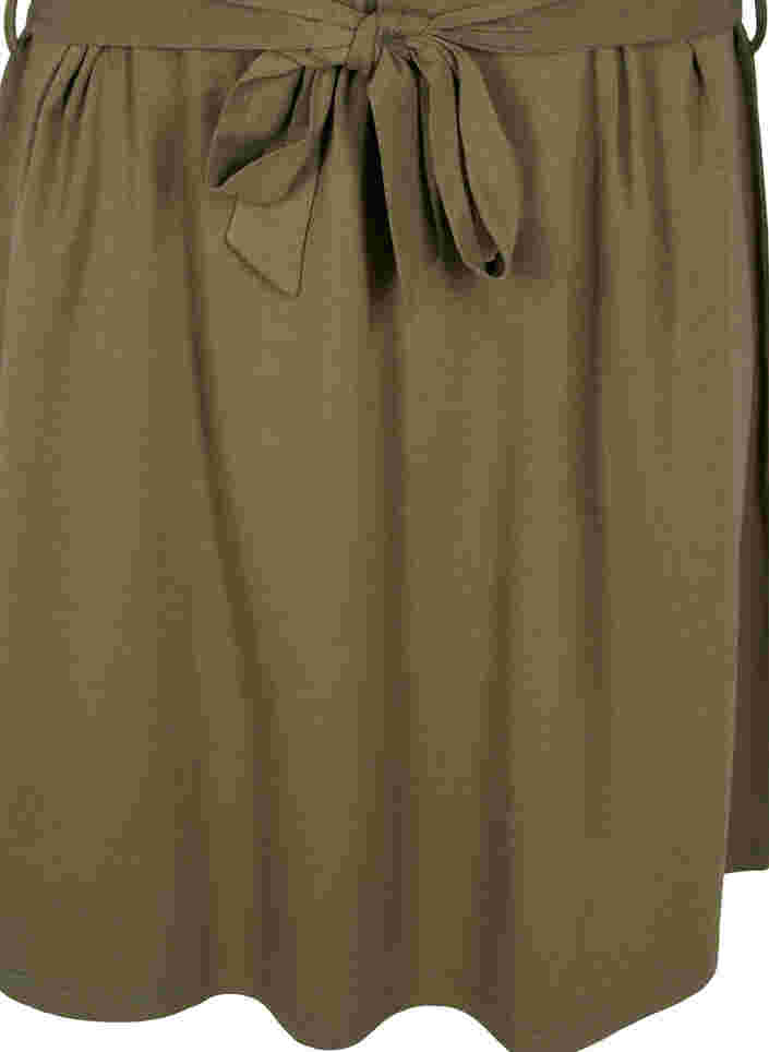 Kortærmet kjole med taljebælte, Dusty Olive, Packshot image number 3