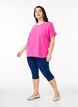 Bluse med korte &aelig;rmer og rund halsudsk&aelig;ring, Lyser&oslash;d, Model image number 1