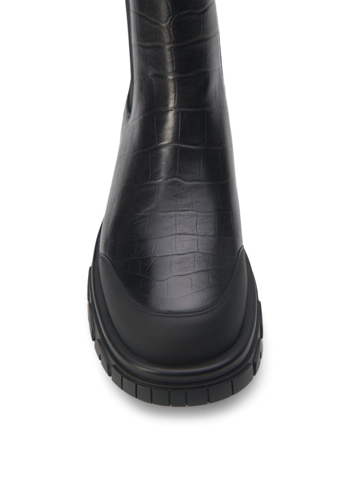 Wide fit - Chelsea croco støvle i læder, Black, Packshot image number 3