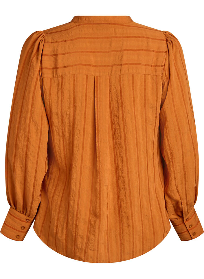 Bluse med lodrette striber., Orange, Packshot