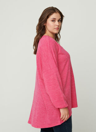 Løs bluse med lange ærmer, Fandango Pink ASS, Model image number 1