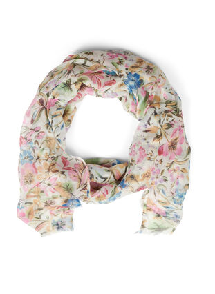 Printet tørklæde med frynser, Light Flower AOP, Packshot image number 0