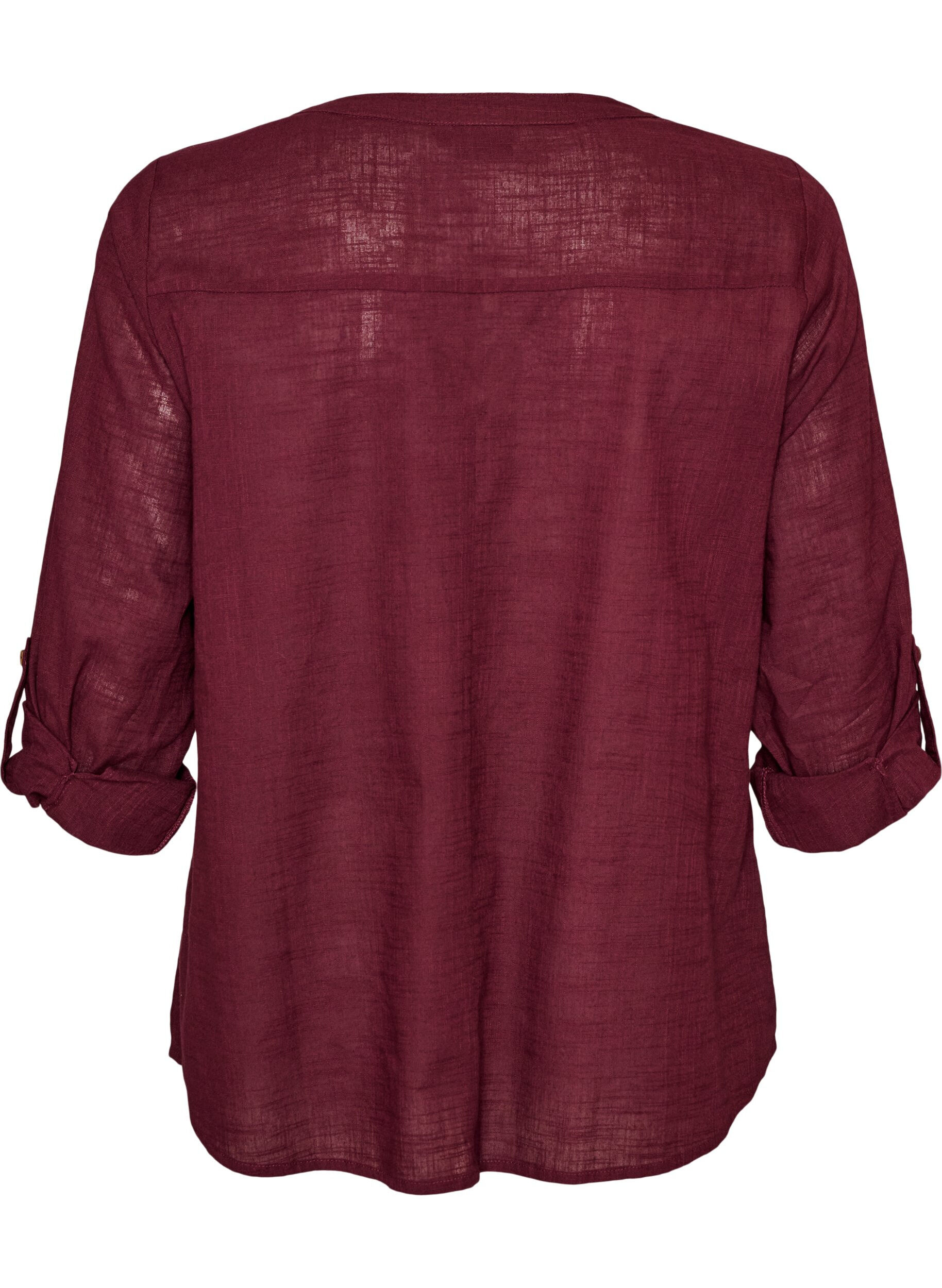 ZizziSkjortebluse i bomuld med v-udsk&aelig;ring, R&oslash;d, Packshot image number 1