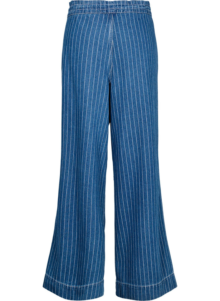 Denim jeans med brede ben og striber, Bl&aring;, Packshot image number 1