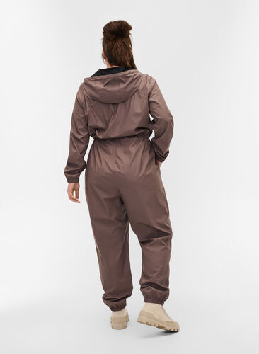Regn jumpsuit med hætte og lommer, Iron, Model image number 1