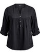 Bluse i bomuldsmusselin med broderi anglaise, Sort, Packshot image number 0