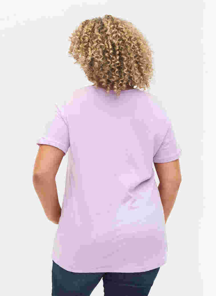 Kortærmet bomulds t-shirt med tryk, Lavendula LOVE, Model image number 1