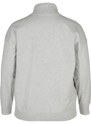 Meleret sweatshirt med lynlås, Light Grey Melange, Packshot image number 1