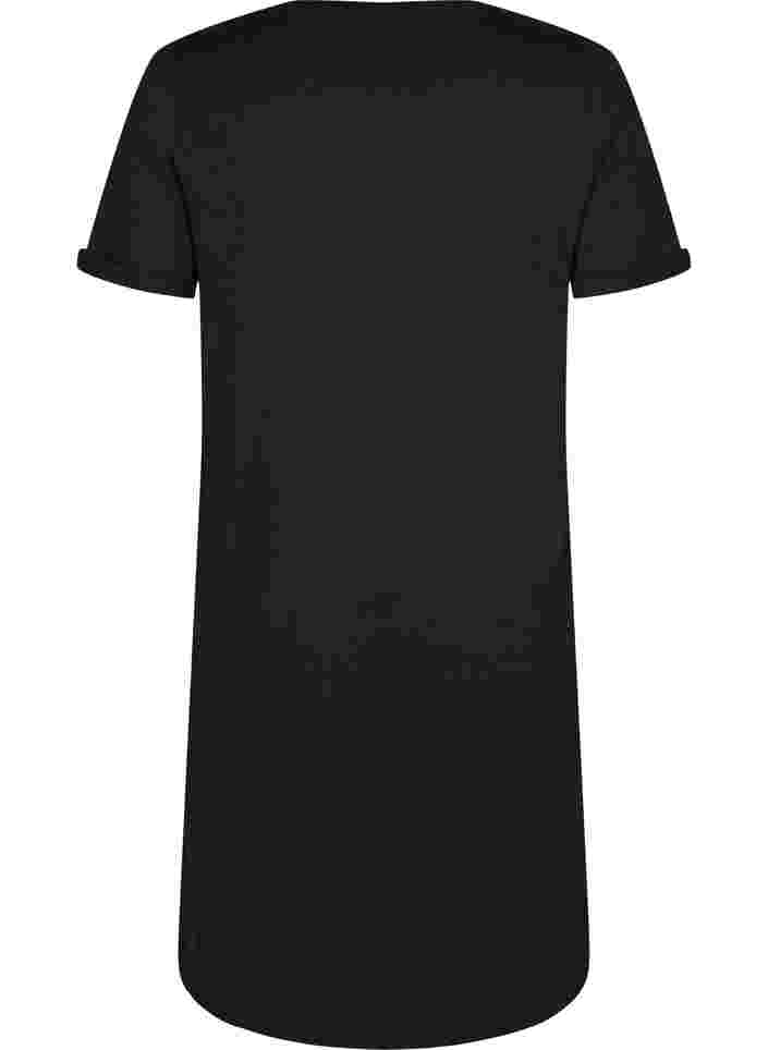 Kortærmet bomulds natkjole med tryk , Black W. Don't, Packshot image number 1