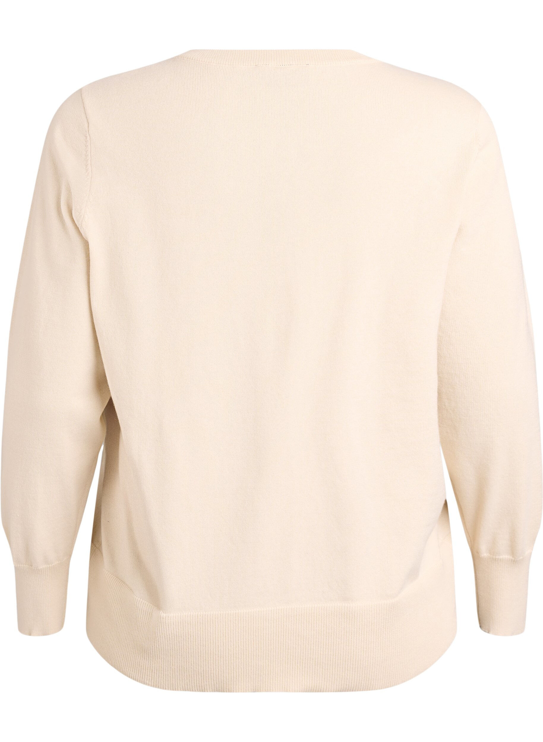 Zizzi Finstrikket cardigan med rund hals, Beige, Packshot image number 1
