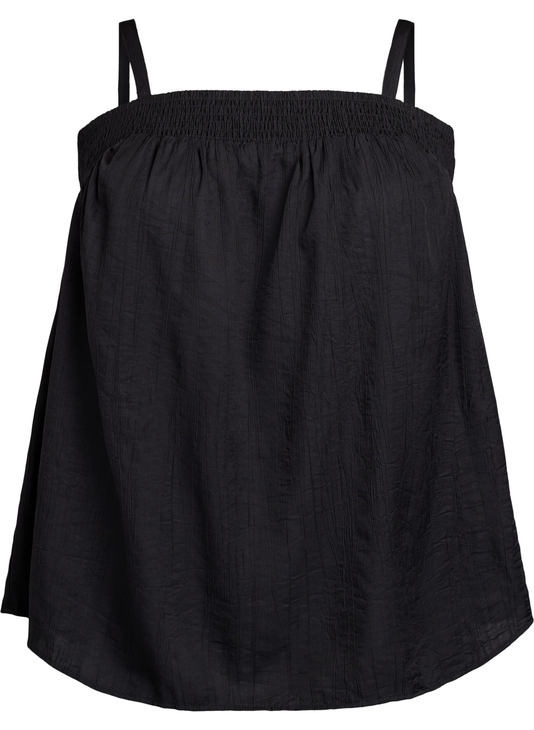 Zizzi Viskose top med smalle stropper, Sort, Packshot image number 0