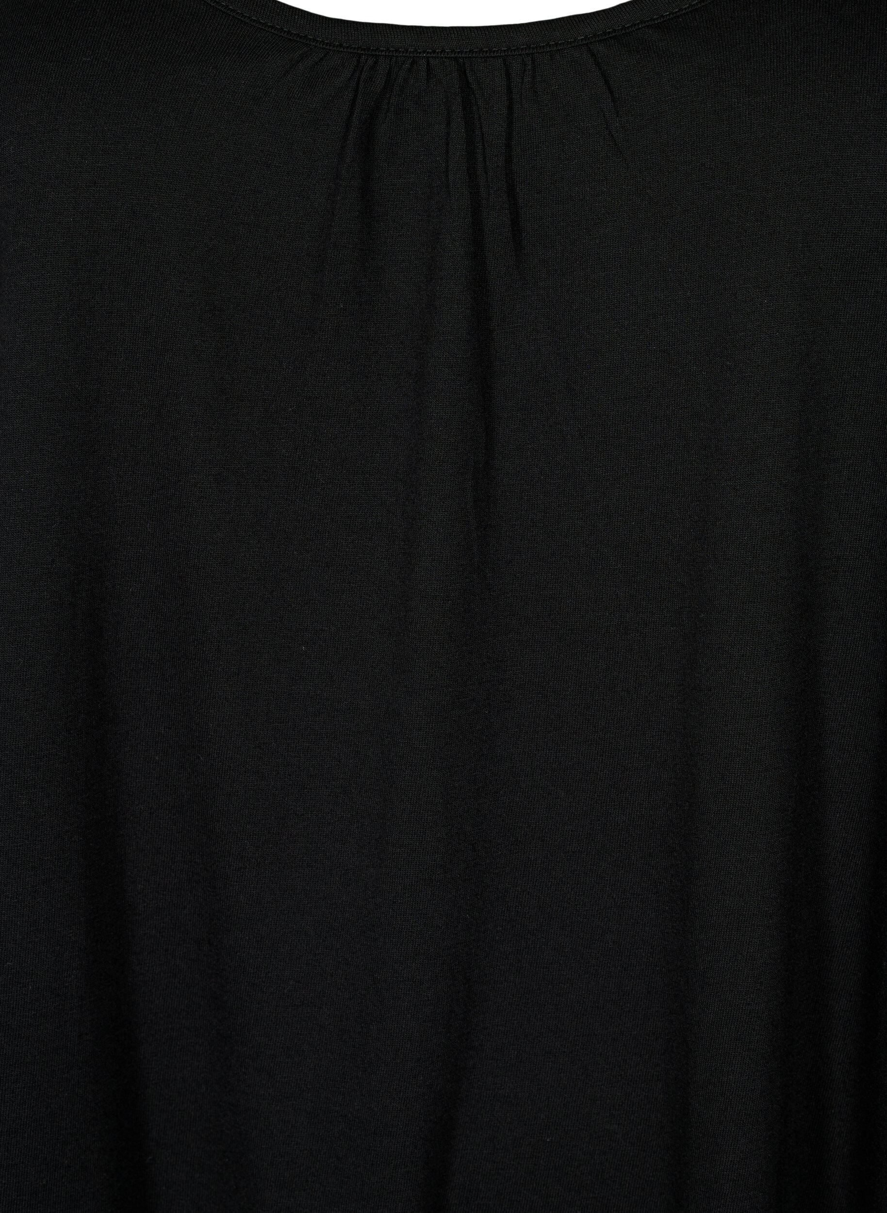 Zizzi 2-pak top i bomuldsblanding, Deep Lavender/Black, Packshot image number 3