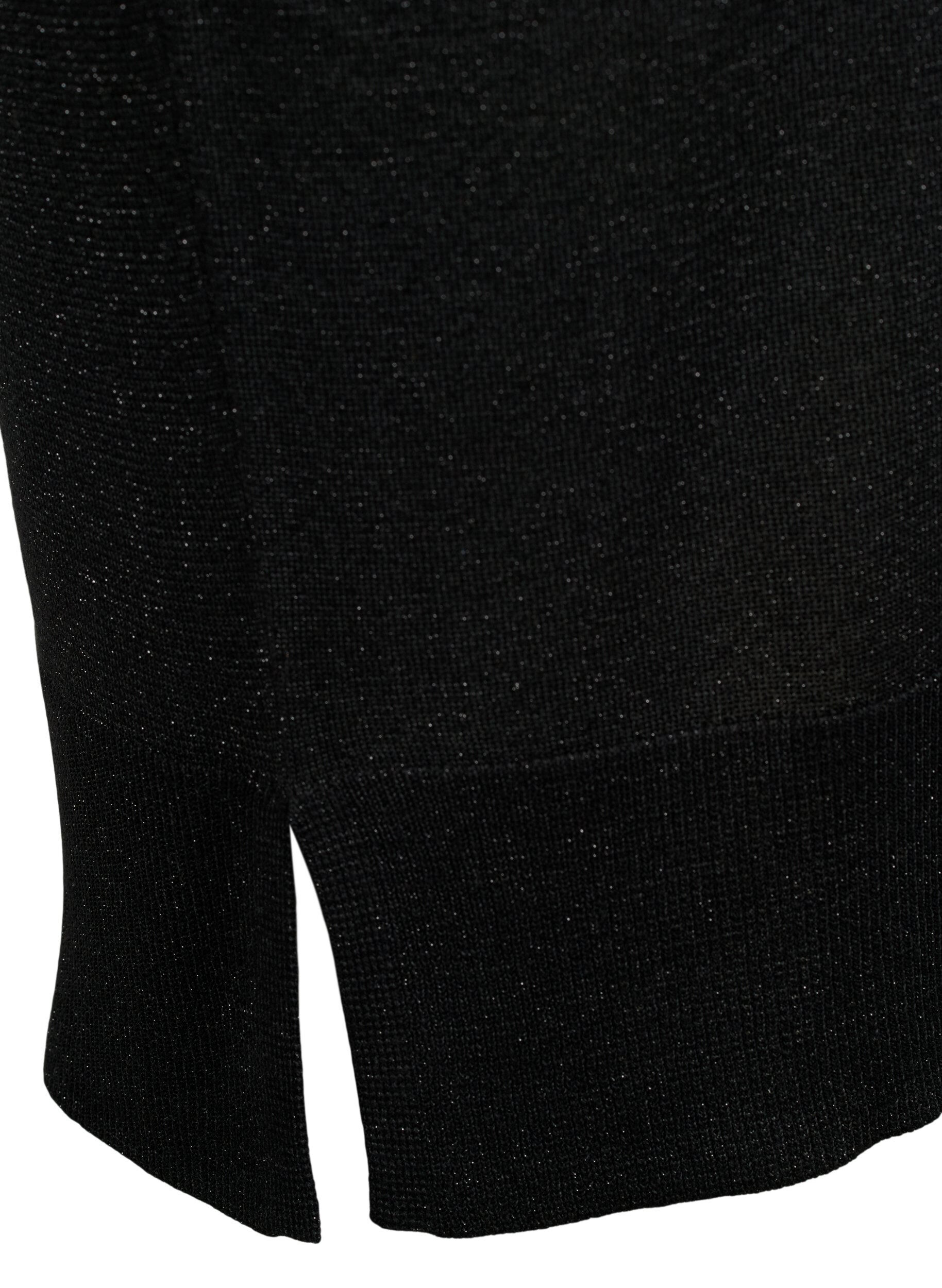 Zizzi Viskose strikkjole med glimmer og slids, Black w. DTM Lurex, Packshot image number 4
