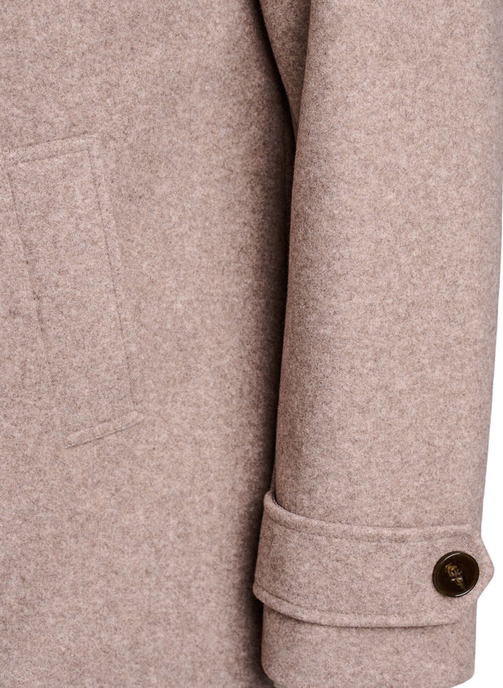 Kort frakke med dobbeltradet knaplukning, Beige, Packshot image number 3