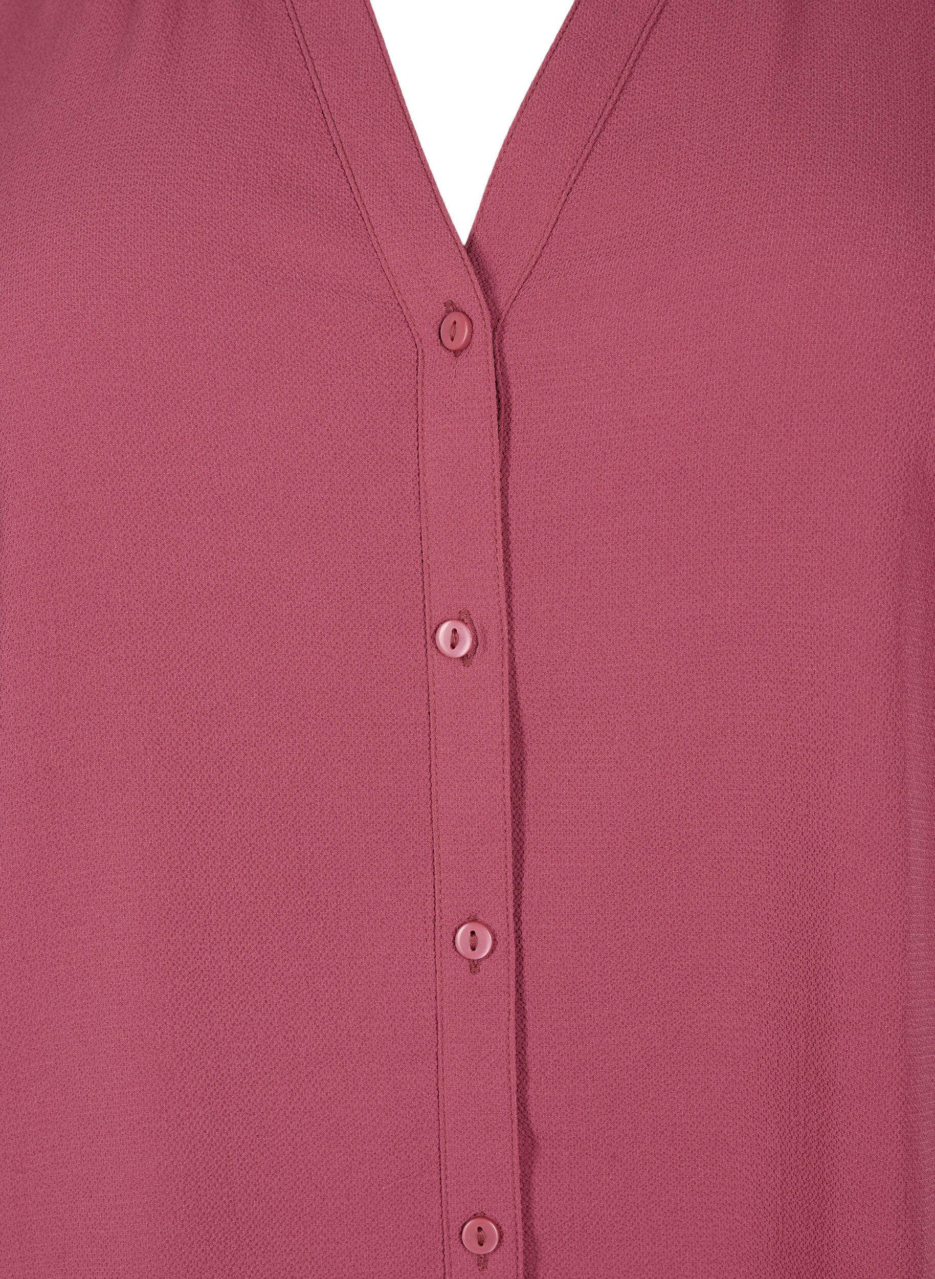 Zizzi Skjortebluse med 3/4 &aelig;rmer og fl&aelig;sekrave, Dry Rose, Packshot image number 2