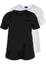 2-pak basis t-shirt i bomuld, Black/B White
