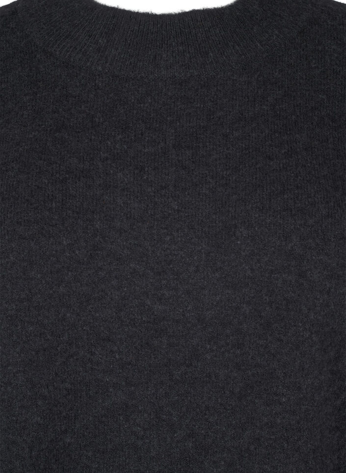 Lang strikbluse med lange ærmer, Dark Grey Melange, Packshot image number 2