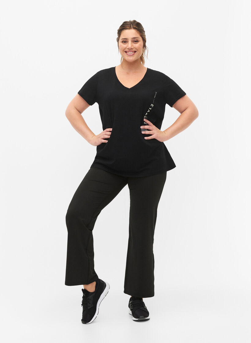 Bomulds trænings t-shirt med tryk, Black w. Playstyle, Model image number 2