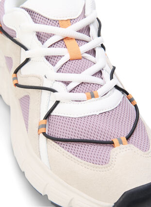 Wide fit sneakers med kontrastfarvet snøredetalje, Elderberry, Packshot image number 3