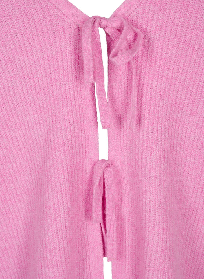 Strikcardigan med bindebånd, Begonia Pink Mel., Packshot image number 2