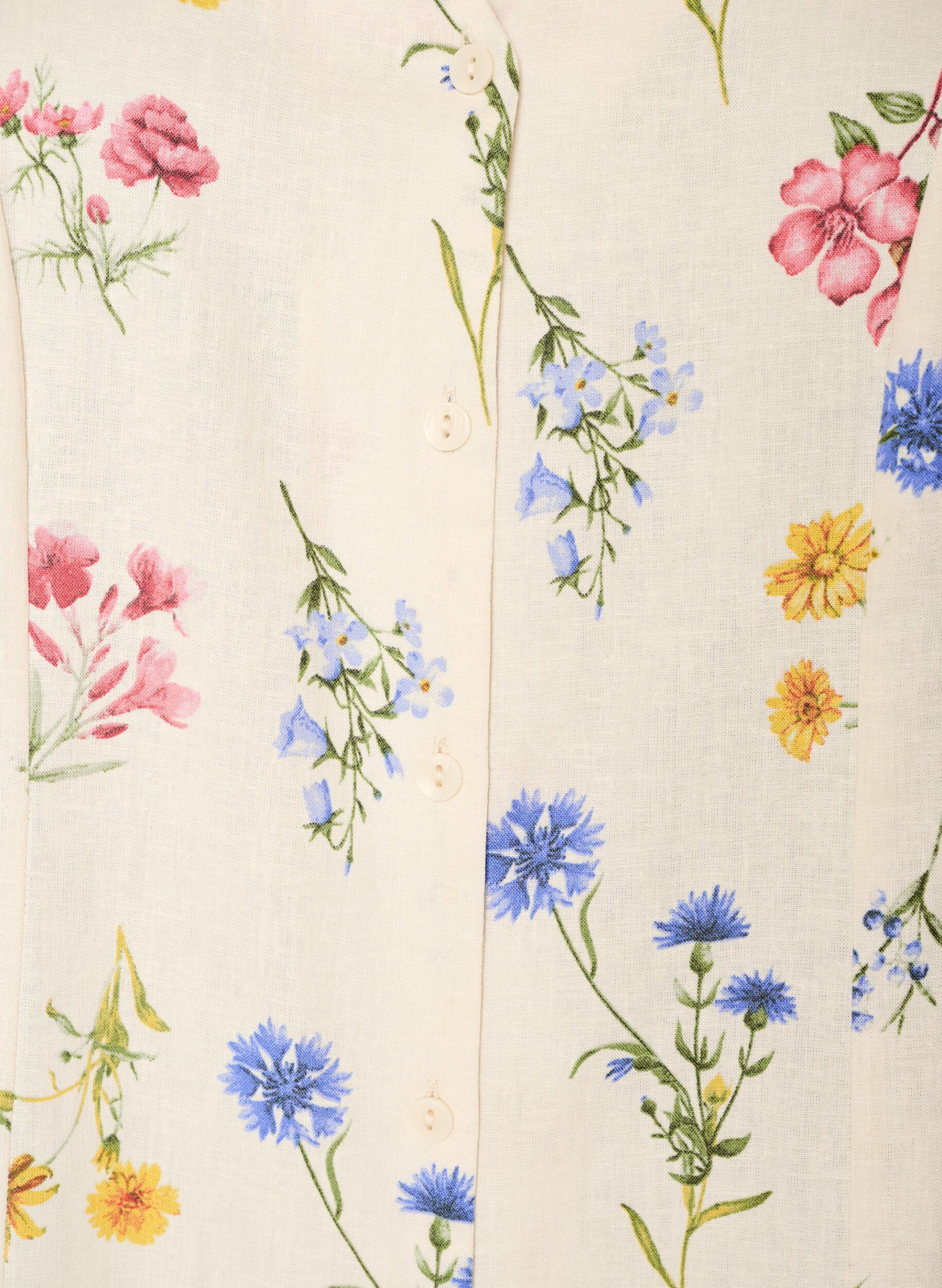 Zizzi Midikjole i h&oslash;r og viskose med fl&aelig;se&aelig;rmer, Beige, Packshot image number 2