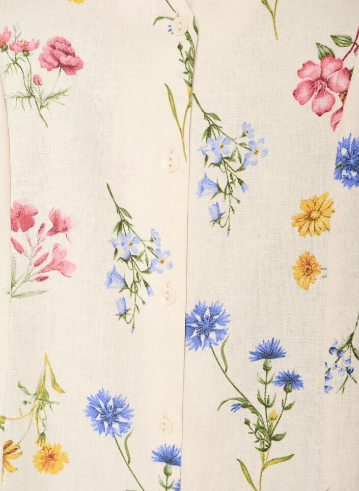 Midikjole i h&oslash;r og viskose med fl&aelig;se&aelig;rmer, Beige, Packshot image number 2