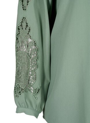Langærmet bluse med crochet detaljer, Green Bay, Packshot image number 3