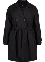 Trenchcoat med bælte og slids, Black