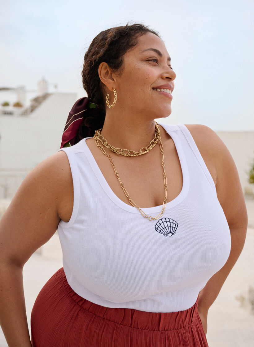 T&aelig;tsiddende top med motiv, Hvid, Image image number 0