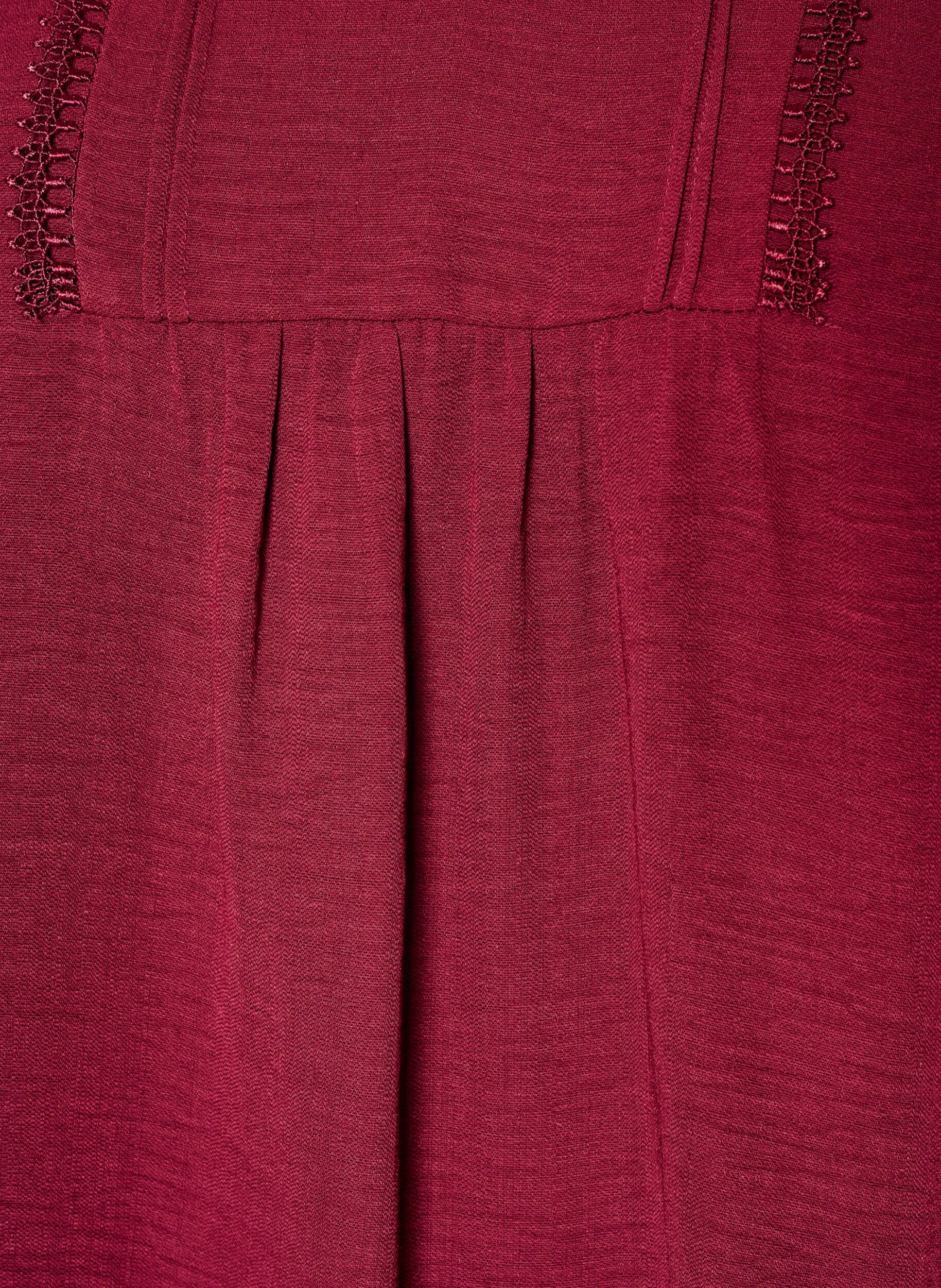 ZizziBluse med V-udsk&aelig;ring og crochetb&aring;nd, R&oslash;d, Packshot image number 2