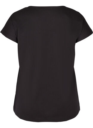 Økologisk bomulds t-shirt med farverigt tryk, Black W, Packshot image number 1