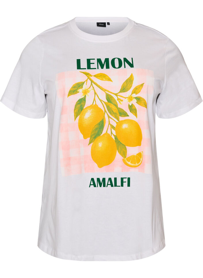T-shirt i bomuld med print, Hvid, Packshot image number 0
