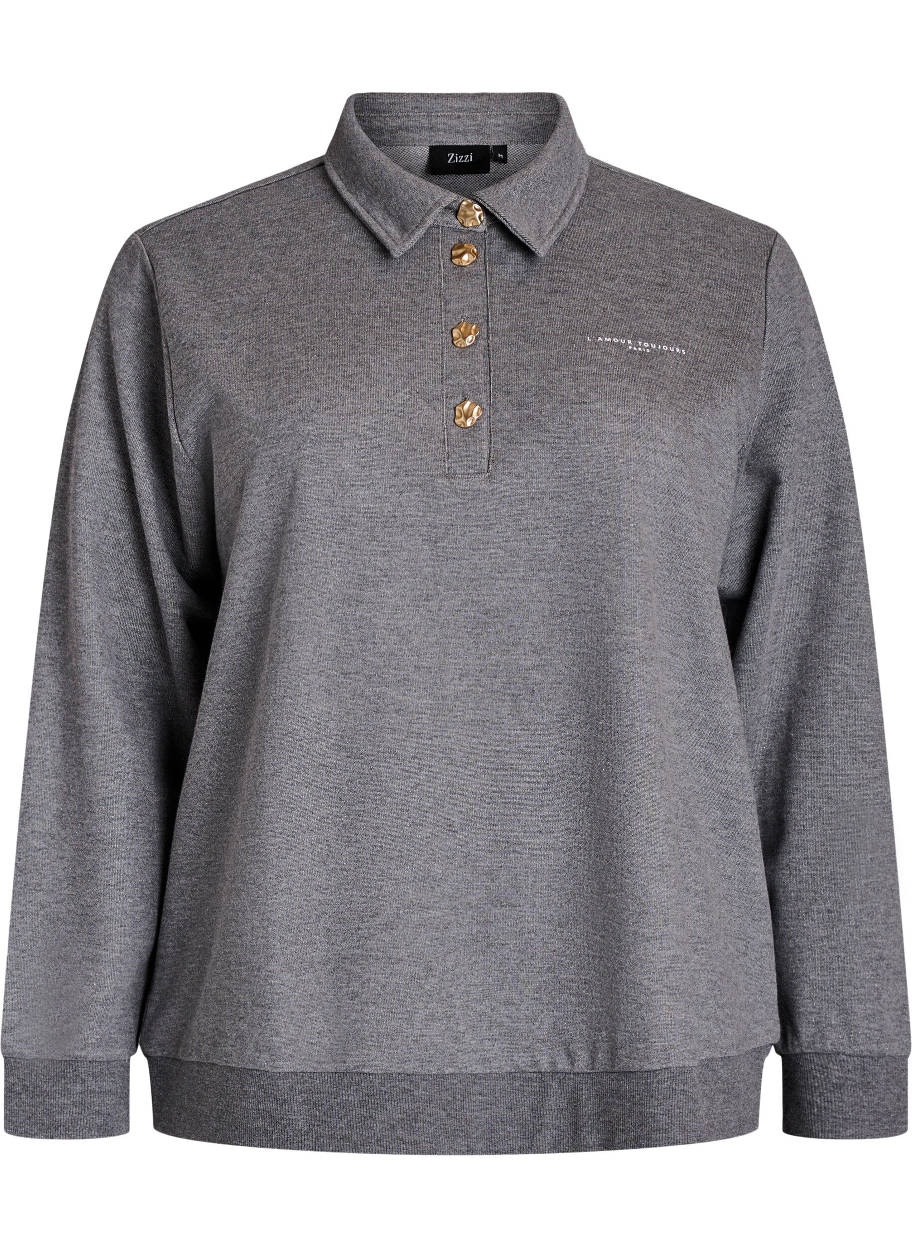 Sweat poloshirt med dekorative knapper