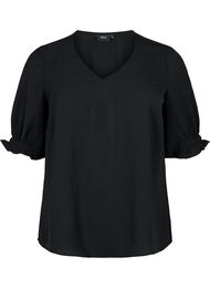 Bluse med v-udskæring , Black