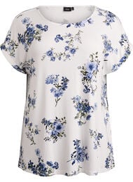 T-shirt med blomsterprint, Vanilla