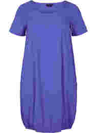 Kortærmet kjole i bomuld, Dazzling Blue