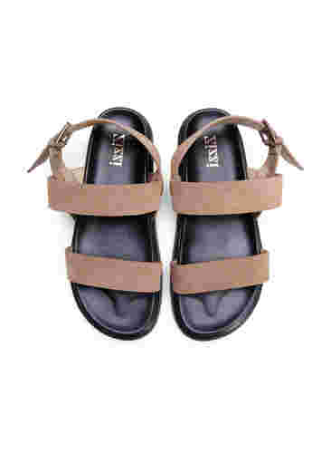 Wide fit sandal i ruskind, Brown, Packshot image number 2