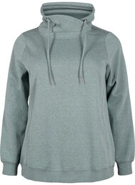 FLASH - Sweatshirt med høj krave, Balsam Green Melange