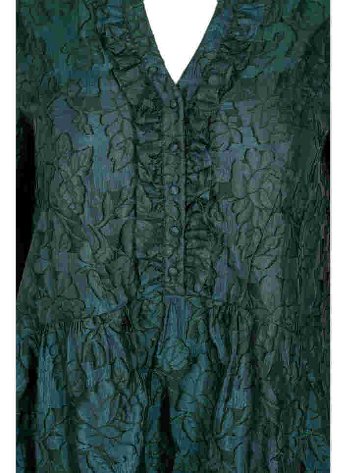 Jacquard kjole med flæser og a-shape, Scarab, Packshot image number 2