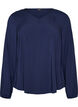 Viskosebluse med V-hals og lange &aelig;rmer, Bl&aring;, Packshot image number 0