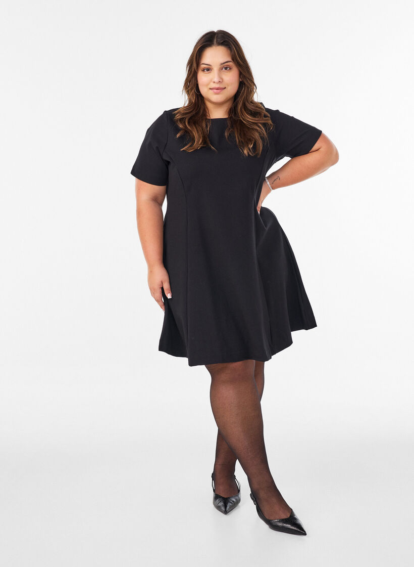 Kort jerseykjole med A-facon, Sort, Model image number 1