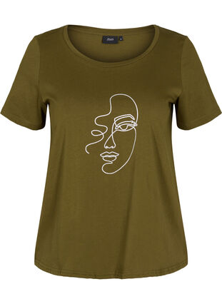 T-shirt med glimmer print i bomuld, Ivy G. Shimmer Face, Packshot image number 0