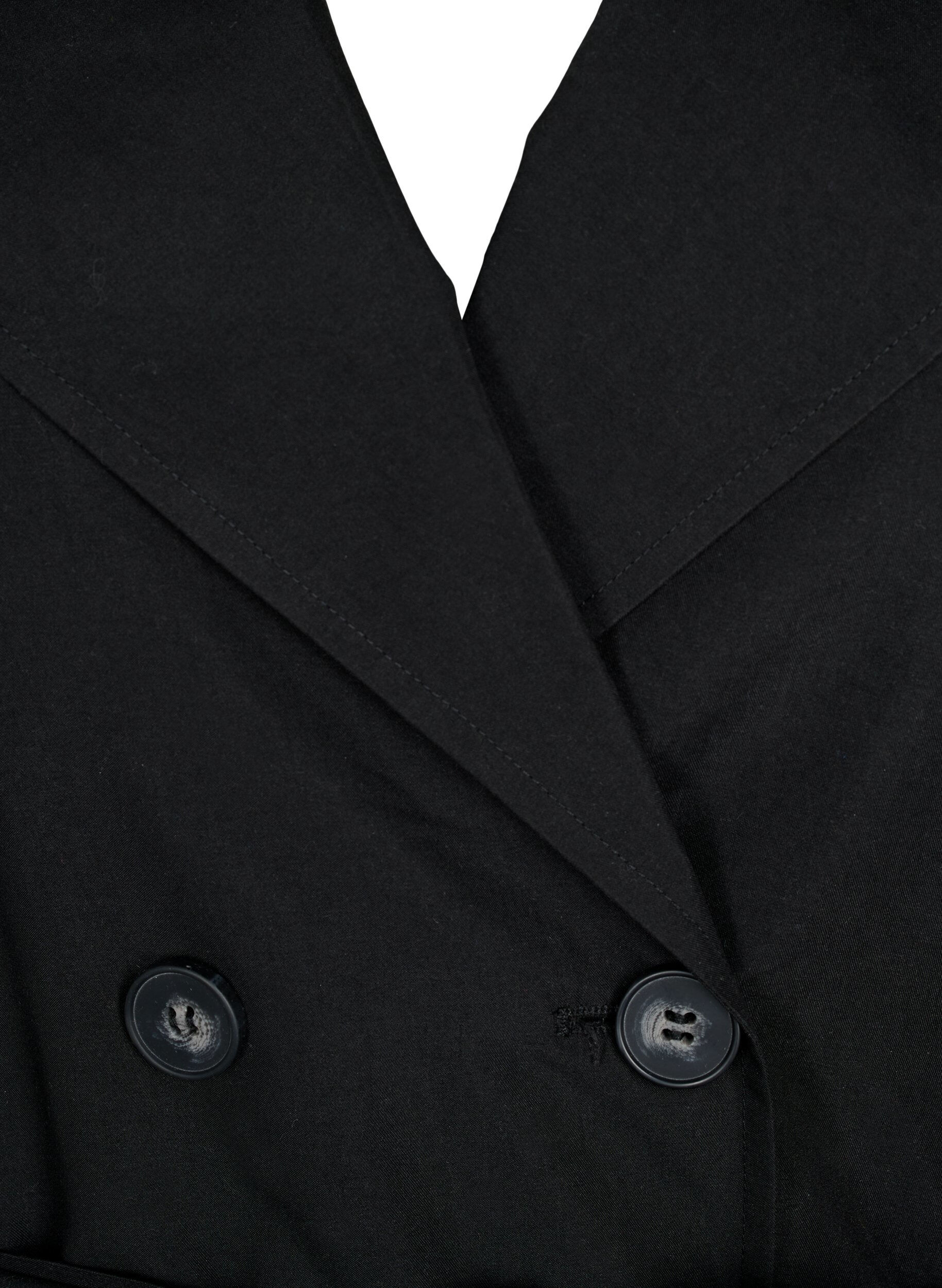 Zizzi Trenchcoat med b&aelig;lte og lommer, Black, Packshot image number 2